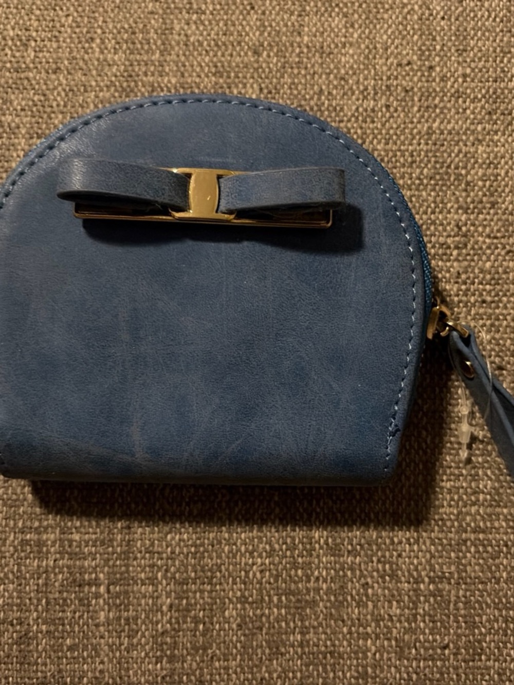 Blue Bow Accent Wristlet Coin Wallet